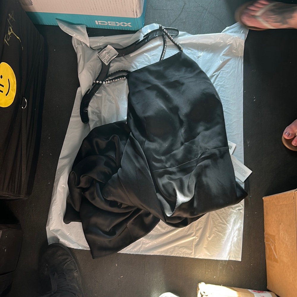 Jason Wu Collection Black Satin Dress Rhinestones